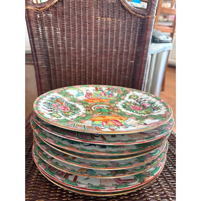 Stack of wonderful condition, large Rose Medallion Dinner Plates that date to 1919-1949 by the mark. It is very hard to...