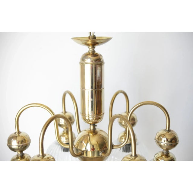Brass Chandelier from Kamenicky Senov, Czechoslovakia, 1970s For Sale - Image 10 of 14