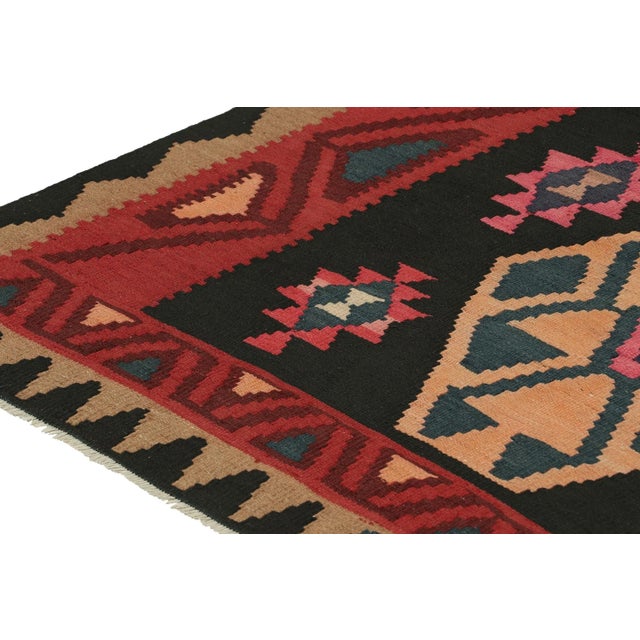 1950s Vintage Persian Kilim in Red & Black With Colorful Medallion Patterns by Rug & Kilim For Sale - Image 5 of 7