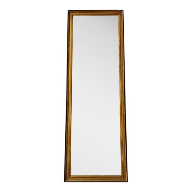 Antique French Transitional Giltwood and Black Narrow Mirror For Sale