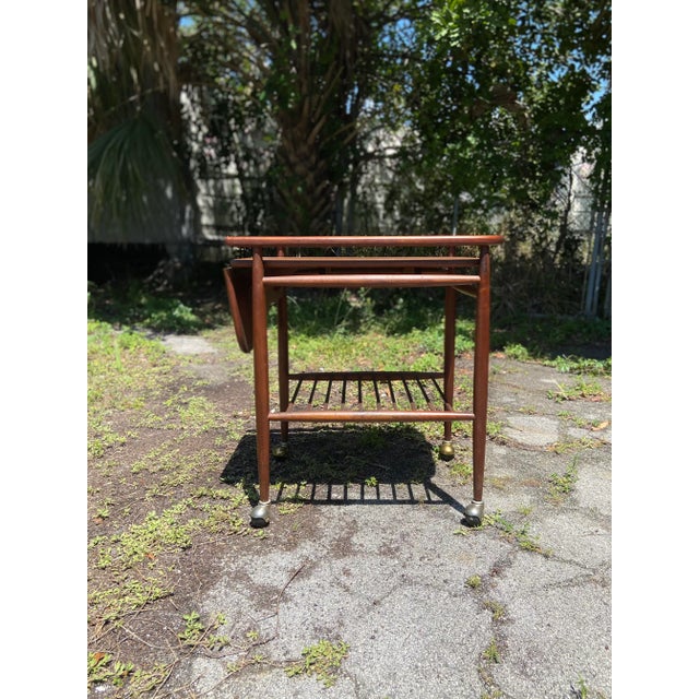 Mid Century Modern Drop-Leaf Rolling Dry Bar | in Style of Arthur Umanoff For Sale In Tampa - Image 6 of 12