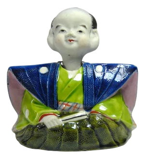 Japanese Rakugo Nodding Porcelain Figurine, 1890s