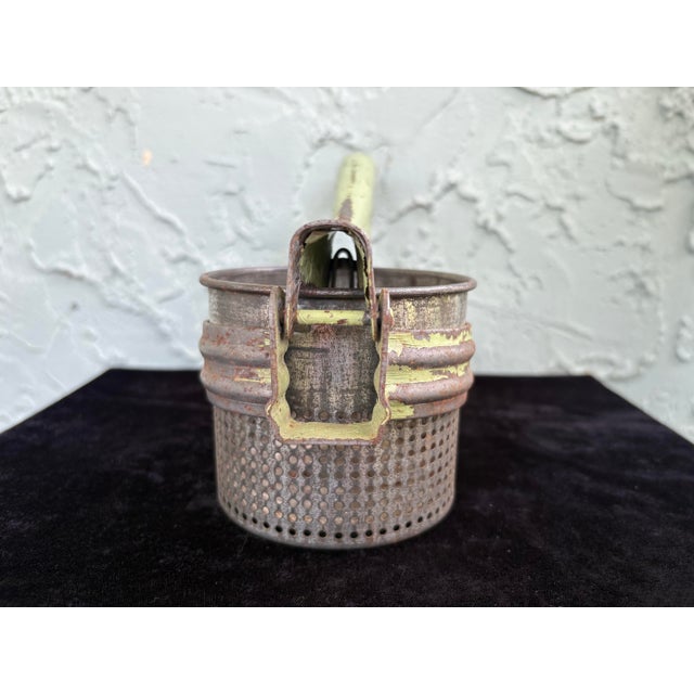 1950s Vintage Mid-Century Industrial Green Metal Potato Ricer Press For Sale - Image 5 of 9