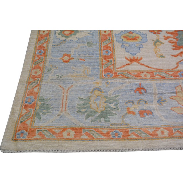 Turkish Oushak Hand Knotted Wool Rug, 12'2"x13'9" For Sale - Image 4 of 5