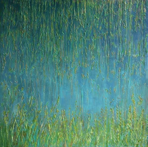 "Golden Rain" Contemporary Expressionist Landscape Oil Rainting by Carolyn Miller