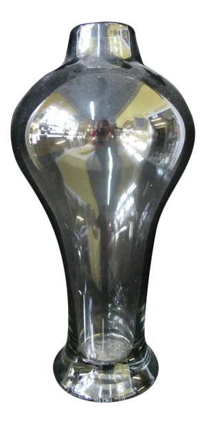 Handcrafted Large Clear Modern Art Glass Tall Vase Signed Zebra Man