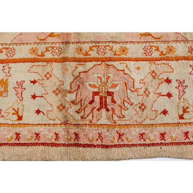Turkish Antique Turkish Oushak Rug  Botanical Elegance in Soft Pastels For Sale - Image 3 of 8