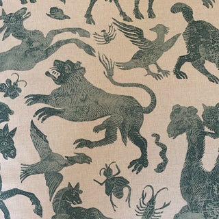 Cowtan & Tout Linen “la Fete Des Animaux” Designer Fabric - 3 Yards For Sale