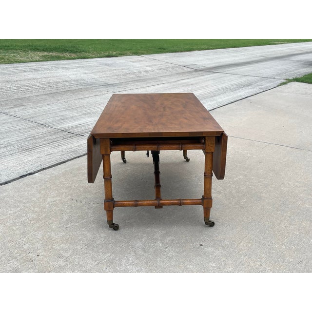 Ornamental & Decorative Materials Faux Bamboo Drop Leaf Coffee & Game Table For Sale - Image 7 of 10