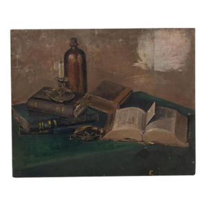 20th Century Belgian Still Life Books Painting