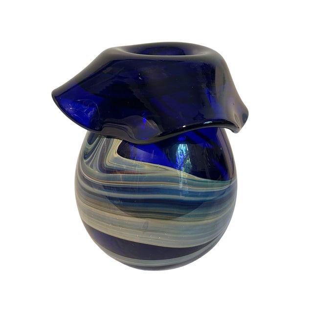 Ahmed Fouad Alexandria Egypt Hand Blown Cobalt Blue Glass Vase This is a hand blown cobalt blue glass vase by Egyptian...