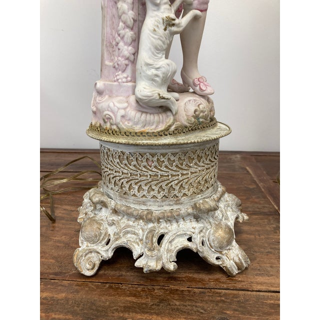 Vintage Hand Painted Bisque Figurine Table Lamps a Pair Chairish