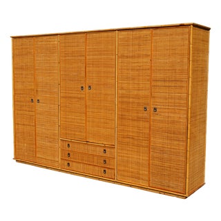 Large Rattan and Bamboo Wardrobe from Dal Vera, Italy, 1970s For Sale