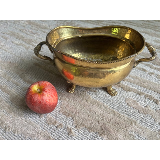 Hammered Brass Cachepot With Paw Feet For Sale - Image 9 of 9