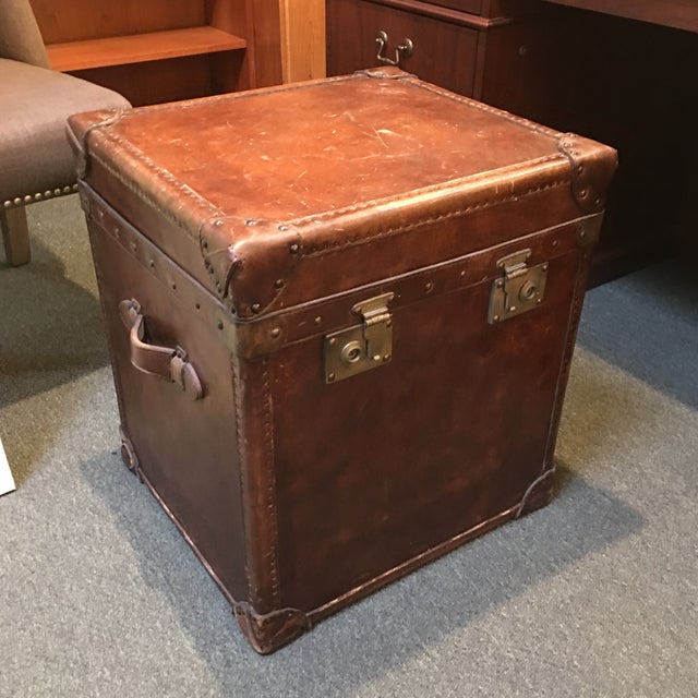 Pottery Barn Expedition Leather Storage Cube Chairish