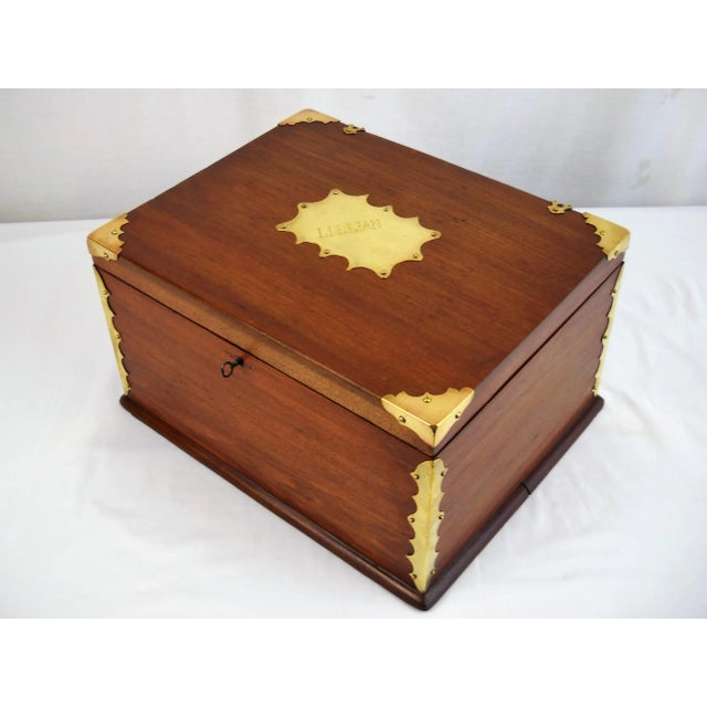 Brass Antique Lillian Brass & Wood Box For Sale - Image 8 of 8