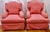 Lee Industries Pair of.Rose Pink English Arm Chairs & Ottoman in Rose Pink Cotton Upholstery Fabric. The ottoman is 30 in...