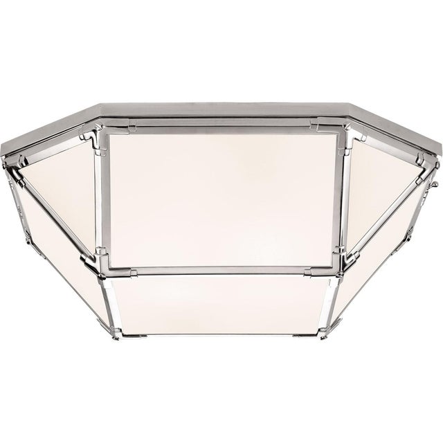 Modern Suzanne Kasler for Visual Comfort Signature Morris Large Flush Mount in Polished Nickel with White Glass For Sale - Image 3 of 4