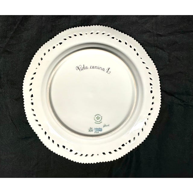 Royal Copenhagen Flora Danica 9" Plate, Viola Canina L, Gilt Border For Sale In Tampa - Image 6 of 9