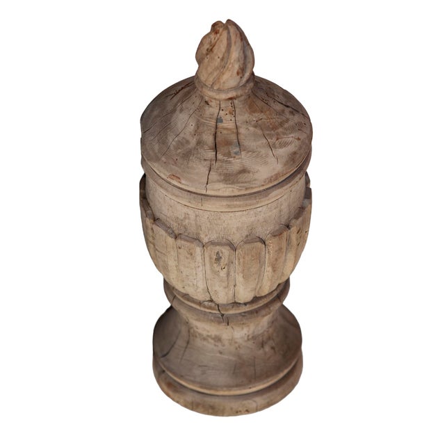 Chestnut Antique Distressed Architectual Wood Finial For Sale - Image 8 of 10