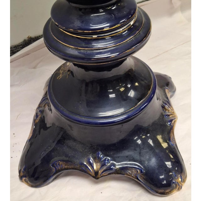 Royal Vienna Porcelain Blue Cobalt Decorated Pedestal, Circa 1900s For Sale - Image 9 of 12