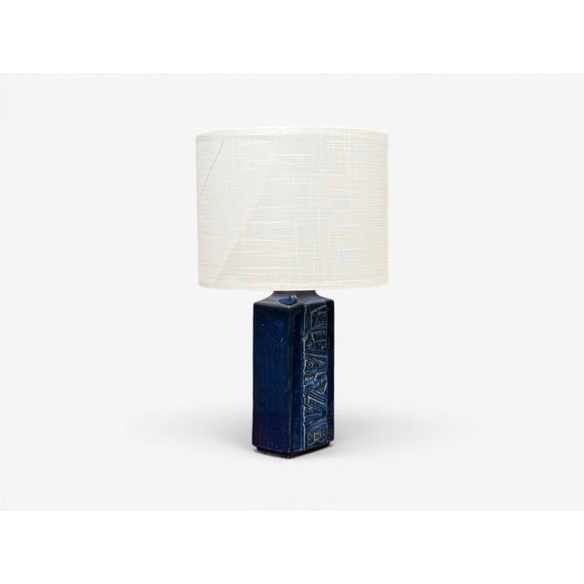 Désirée Stentøj, Blue Glazed Stoneware, Large Table Lamp, Denmark, 1970s For Sale - Image 4 of 12