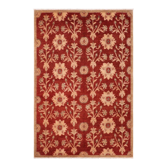 Oriental Ziegler Rust Brown Hand-Knotted Wool Rug - 6'3'' X 9'4'' For Sale