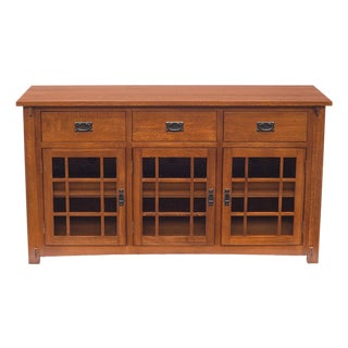 (Micheal's Cherry) Craftsman Mission Solid Oak Sideboard - 65" - Walnut For Sale