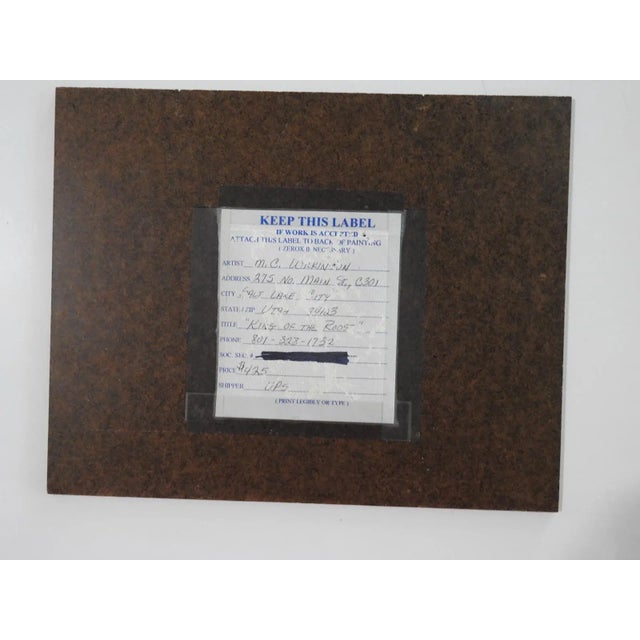 Rustic European Late 20th Century Rooster and Hens Farmyard Painting For Sale - Image 3 of 4