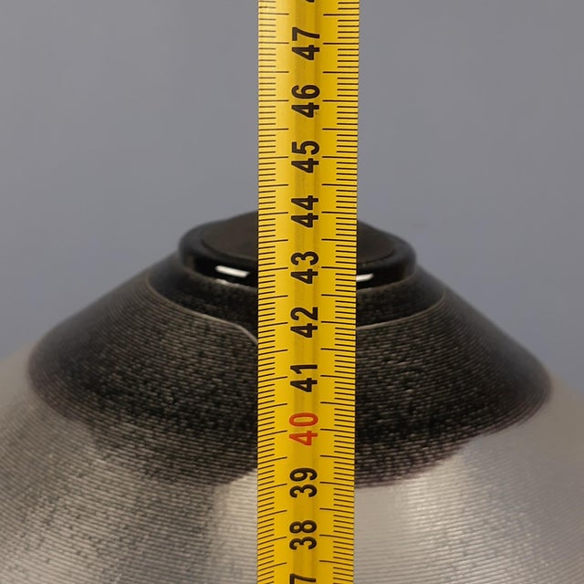 Modernist Purple Glass Table Lamp with Satin Curved Metal, 1970s For Sale - Image 17 of 18