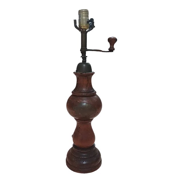 Antique Wooden Pepper Mill Table Lamp For Sale