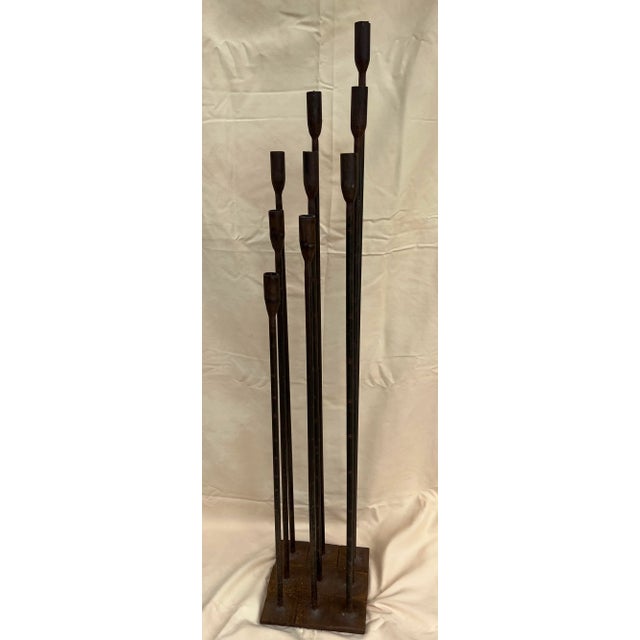 1960s Iron Floor Candle Holder in the Style of Harry Bertioa For Sale - Image 4 of 8