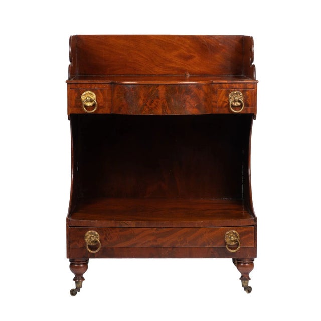 Brown American Mahogany Demilune Dressing Stand on Brass Castors, C. 1830's For Sale - Image 8 of 13