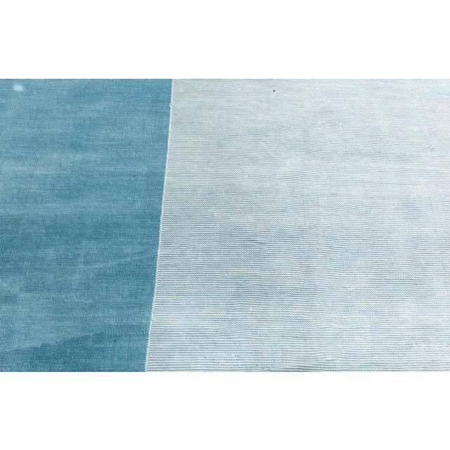 Doris Leslie Blau Large Vintage Indian Dhurrie Blue Rug For Sale - Image 4 of 9