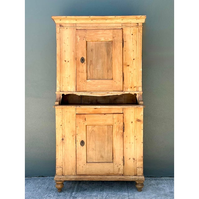 Early 20th Century Vintage Primitive Knotty Pine Stacked Pantry For Sale - Image 5 of 12