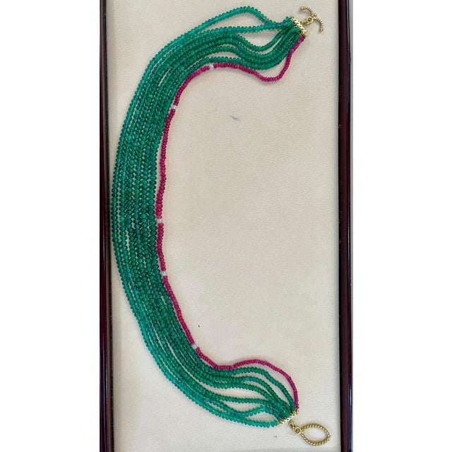 360 Carat Emerald, Burma Ruby and Diamond Beads Necklace 18 Karat Yellow Gold For Sale - Image 11 of 18