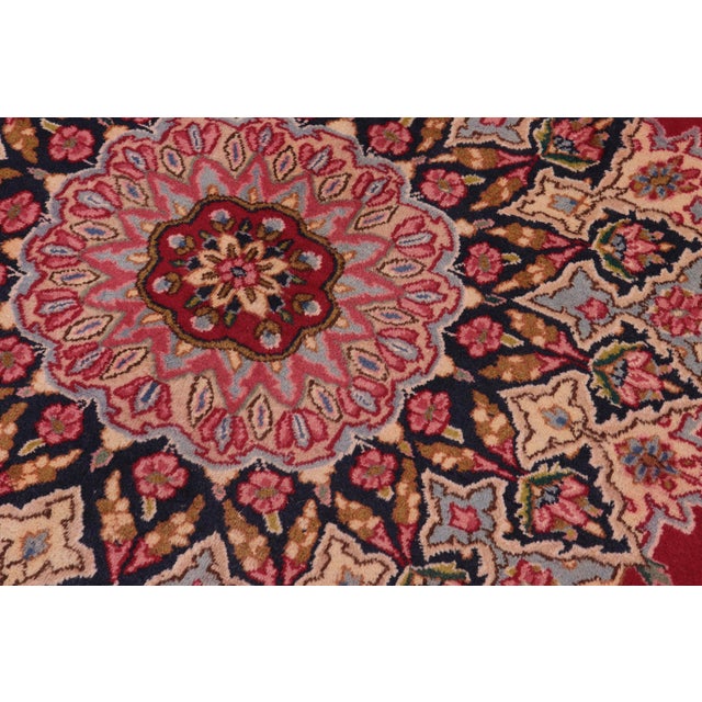 Textile 1970s Traditional Red Blue Hand-Knotted Area Rug 9.10x12.6 For Sale - Image 7 of 7
