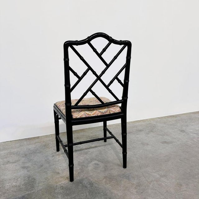 Faux Bamboo Dining Chairs in Black Lacquer, Set of 4 For Sale - Image 10 of 12