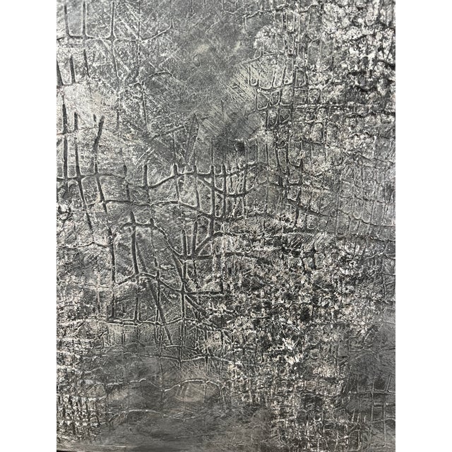 Charcoal Faux Croc Exotic Canvas Art, Framed - Designed by Cheryl P. Kohloff For Sale - Image 4 of 9