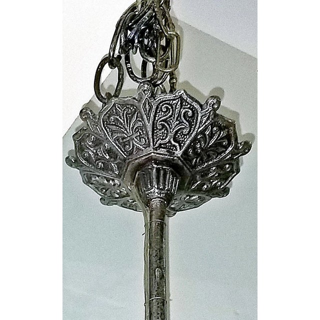 Metal 1884 Bradley and Hubbard Hanging Electrified Oil Lamp Chandelier For Sale - Image 7 of 8