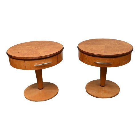 Art Deco Side Tables in Burr Walnut 1930s, Set of 2 For Sale
