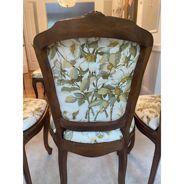 Wood Antique French Country Walnut Dining Chairs Set of 6 For Sale - Image 7 of 12