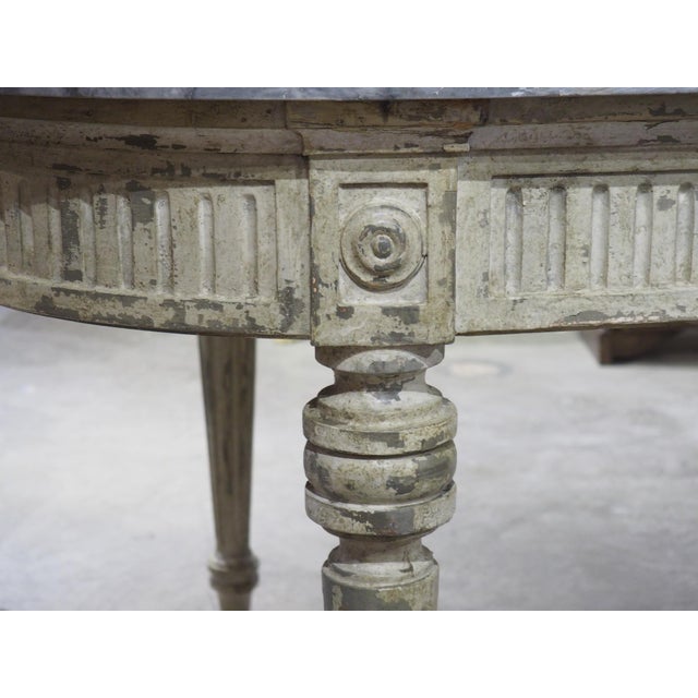 19th Century French Painted Louis XVI Style Dining Table With Grey Marble Top For Sale - Image 18 of 18