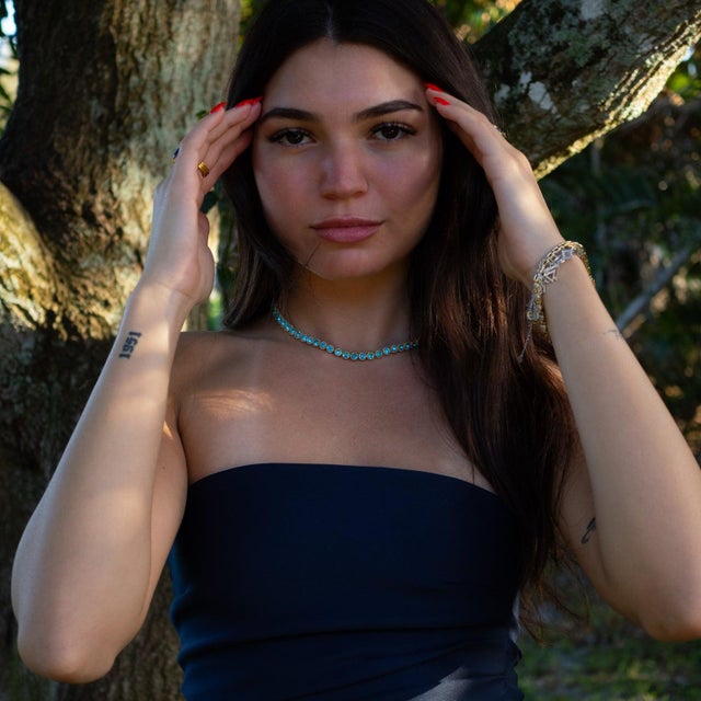 Aquamarine Tennis Mystic Necklace For Sale - Image 10 of 12