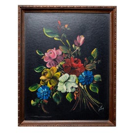 Italian Artist, Flower Bouquet, 1960s, Oil Painting, Framed For Sale