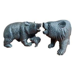French Black Forest Carved Bear Figures, 1940s, Set of 2 For Sale