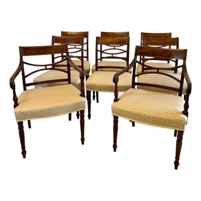 Antique George III Sheraton Dining Chairs, 1780, Set of 8 For Sale