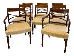 Antique George III Sheraton Dining Chairs, 1780, Set of 8