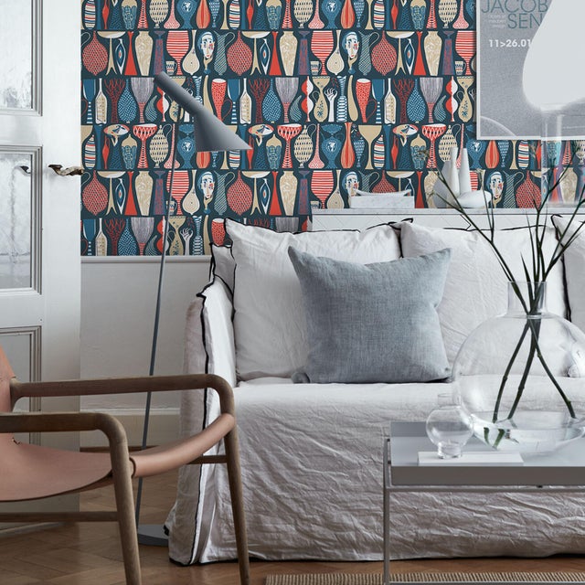 Mid-Century Modern SAMPLE - Boråstapeter Pottery Wallpaper In Sand For Sale - Image 3 of 3