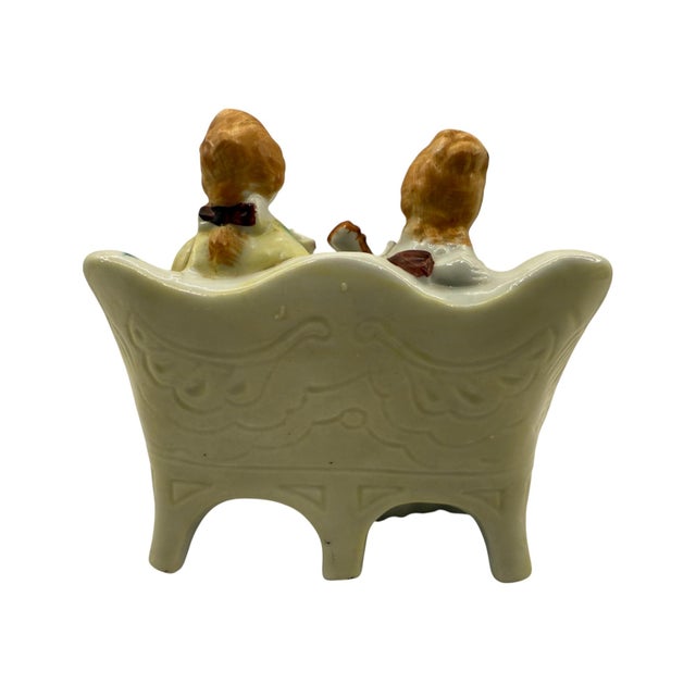 Early 20th Century Victorian Boy & Girl on Bench Bone China Figurine For Sale - Image 4 of 8